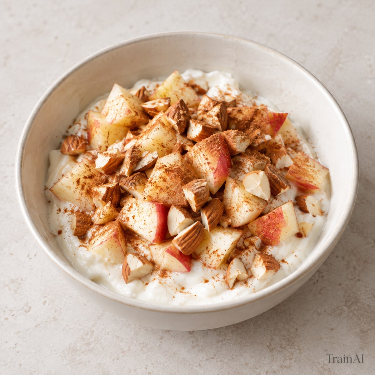 Apple Almond Yogurt Bowl, prepared and served
