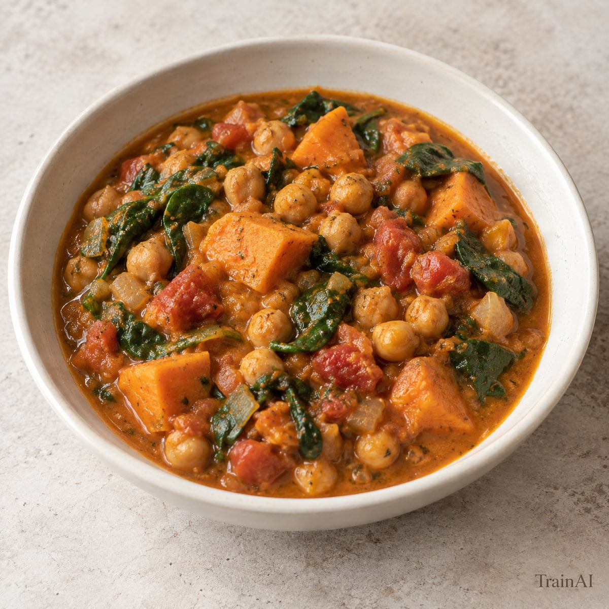 Peanut Chickpea Sweet Potato Stew, prepared and served