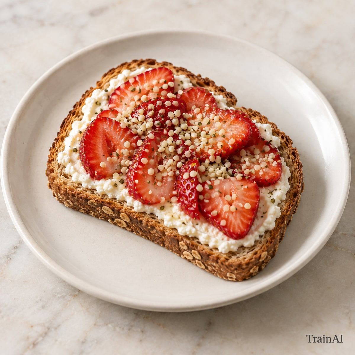 Strawberry Ricotta Breakfast Toast, prepared and served